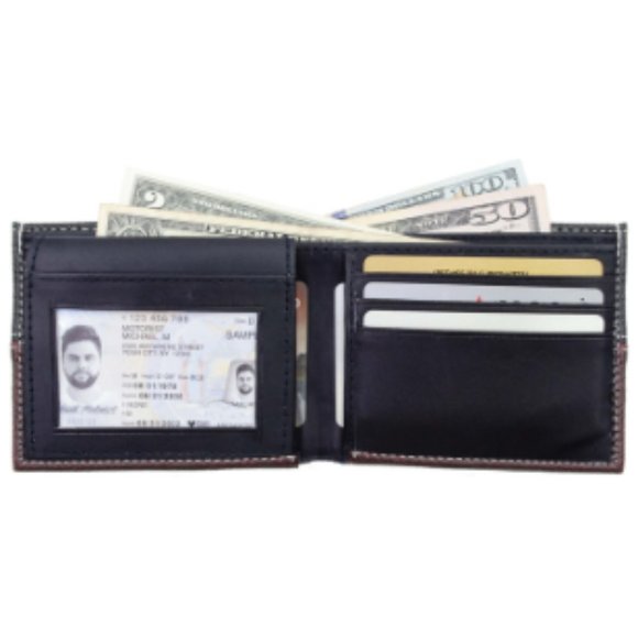 Mens Bifold Vegan Leather Wallet in Gift Box - Picture 3 of 11